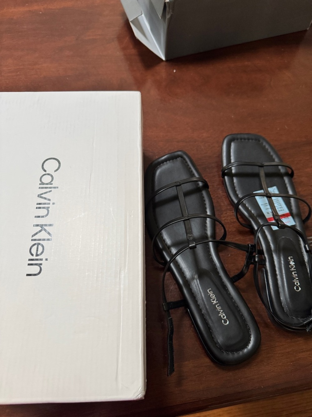 Calvin Klein Black Multi-Strap Square-Toe Sandals